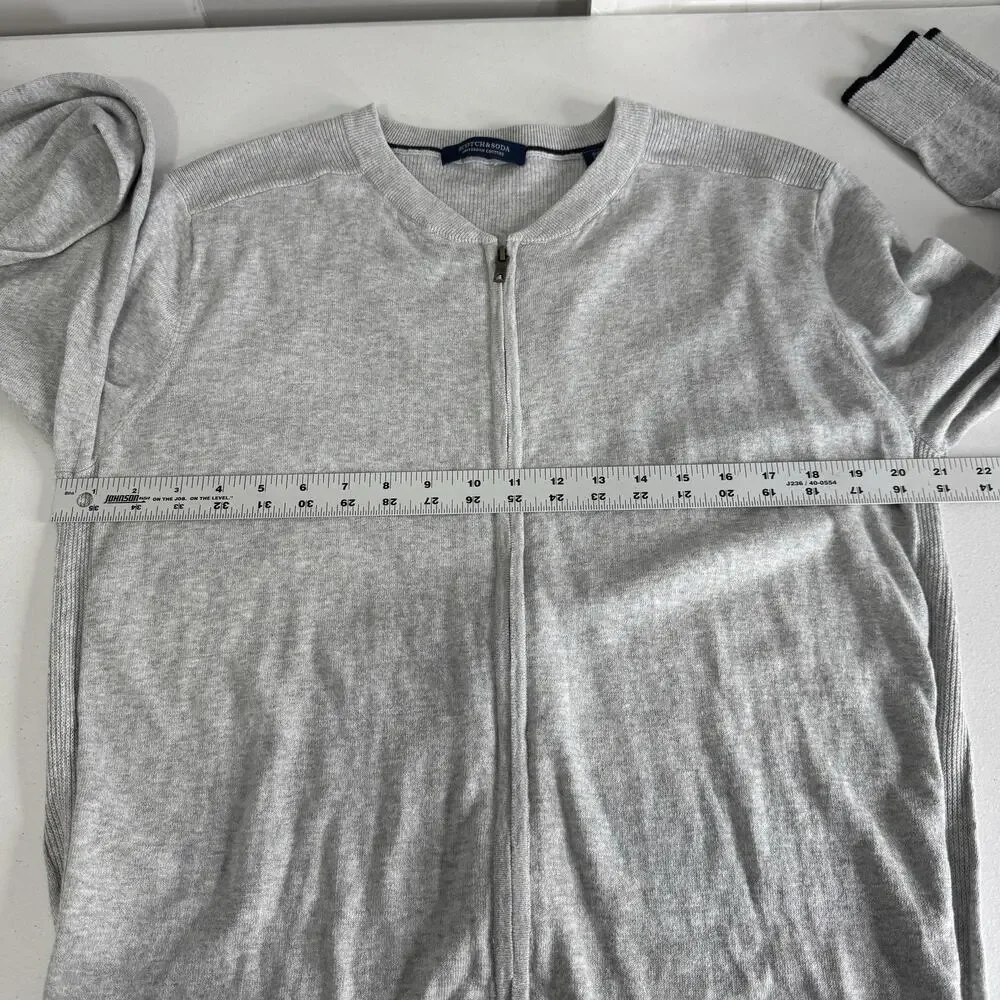 Scotch & Soda Full Zip Sweater Mens XL Gray Cotton Wool Knit Cardigan Minimalist